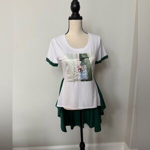 Vintage Fashion Beaded Tee Shirt with Peplum Bustle
